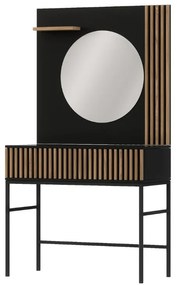 Masa de toaleta cu oglinda si sertar MEORATI 155x85cm, negru/dub artisan