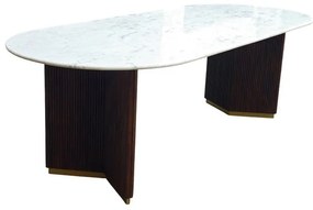 Masa ovala GATSBY 240cm lemn de mango, blat marmura alba