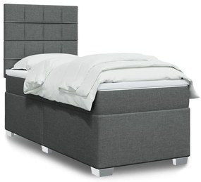 vidaXL Pat box spring cu saltea, gri închis, 80x200 cm, textil
