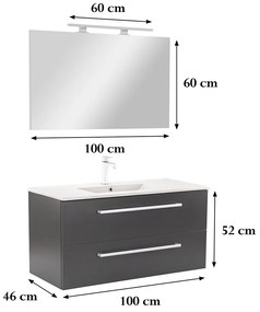 Mobilier complet de baie Vario Clam 100 antracit-antracit