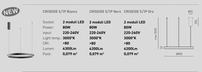 Lustra LED circulara diametru 80cm CRISEIDE, alb, negru sau auriu