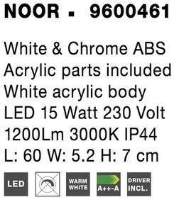 Aplica LED pentru baie cu protectie IP44 NOOR, L-60cm NVL-9600461