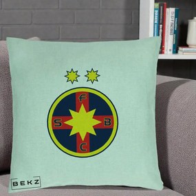 Perna Personalizata FCSB Fotbal Club Steaua Bucuresti, 40x40 cm, Verde Menta, Husa Detasabila, Perna Inclusa, BEKZ®