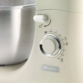 Resigilat: Mixer planetar Ariete VINTAGE 1588/03, 2400W, 5.5 L, 7 viteze, Pulse, Design retro, Picioare antiderapante, Alb/Bej