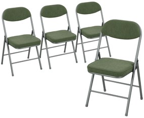 HOMCOM Lot de 4 scaune pliante scaune de sufragerie portabile cu șezuturi și spătare căptușite din catifea cotelată verde | Aosom Romania