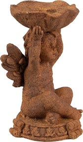 Suport lumanare, maro, din polirasina, 7x7x12 cm, Angel