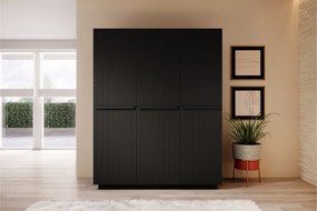 Șifonier Nicole 150 cm cu rafturi – negru mat / mânere negre