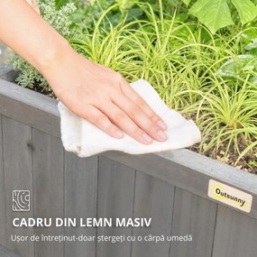 Outsunny Jardinieră înălțată cu spalier și acoperiș, cutie de plantare, pat de flori, rezistent la intemperii, lemn, 90 x 45 x 183 cm, gri închis | Aosom Romania