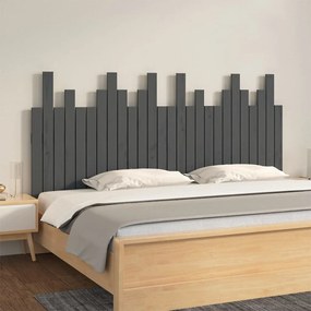 824810 vidaXL Tăblie de pat pentru perete, gri, 166x3x80 cm, lemn masiv pin