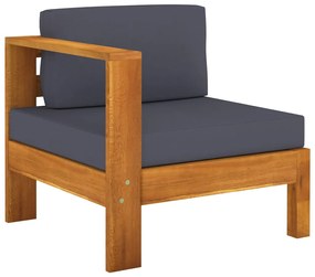 Set mobilier gradina perne gri inchis, 6 piese, lemn acacia Morke gra, 4x mijloc + colt + masa, 1
