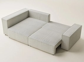 Colțar crem extensibil/cu spațiu de depozitare cu tapițerie din catifea reiată (cu colț pe partea stângă/în formă de ”L”) Tonga – Maison de Rêve