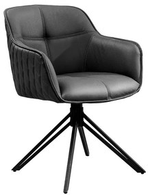 Set 2 scaune Pivotante, Piele Naturala Neagra, Euphoria