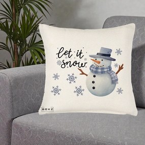 Perna Decorativa Let It Snow Om de Zapada, 40x40 cm, Crem Reliefat, Husa Detasabila, Perna Inclusa, BEKZ®