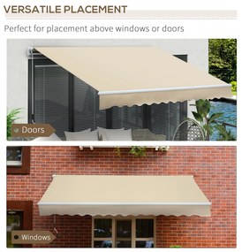 Outsunny Copertină Rabatabilă Exterior, Copertină Extensibilă, Copertină Tip Roll-Up cu Deschidere Manivelă, 350x250 cm, Crem | Aosom Romania