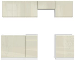 Set mobilier bucătărie 240 cm Junona Line (vanilie lucios + Alb). 1098517
