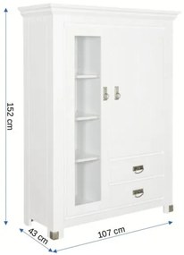 Comoda Saint Tropez, 2 Usi si 2 Sertare, Alb, 107 Cm