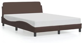 373160 vidaXL Cadru de pat cu tăblie, maro, 120x200 cm, piele ecologică