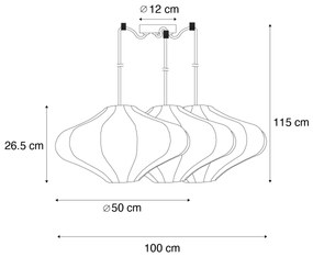 Lampă suspendată Japandi maro 50cm 3 lumini - Plu