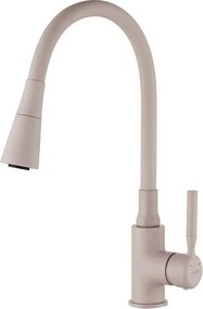 Baterie bucatarie cu pipa flexibila Invena Hula Plus bej
