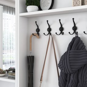 Pantofar Cuier Hol Genus cu 6 usi si oglinda, Alb, 180 x 183 x 37 cm