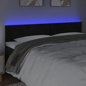 Tablie de pat cu LED, negru, 180x5x78 88 cm, catifea 1, Negru, 180 x 5 x 78 88 cm