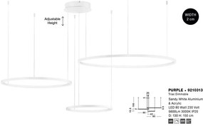 Lustra LED suspendata design circular PURPLE 3 ring alba