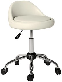 HOMCOM Taburet de lucru rotativ cu role, reglabil pe înălțime, 50 cm x 50 cm x 83 cm, Alb | Aosom Romania