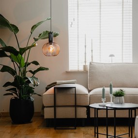 Lampă suspendată de design neagră - Wire Whisk