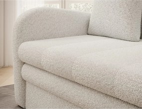 Canapea albă extensibilă/cu spațiu de depozitare cu tapițerie din țesătură bouclé 130 cm Ario – ELTAP