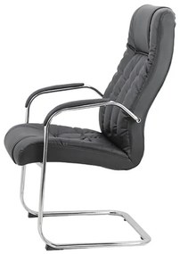Scaun vizitator negru OFF 8115 din piele ecologică și cadrul cromat