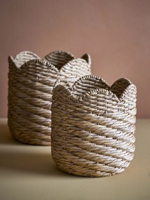 Set 2 coșuri depozitare din zambilă de apă împletită, natur, margine ondulată, 40 x 38 cm și 45 x 44 cm, „Liam”