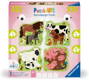 PUZZLE UP ANIMALE DE LA FERMA 4 PUZZLE CONTUR 4 6 8 10 PIESE - RAVENSBURGER (RVSPC04001)
