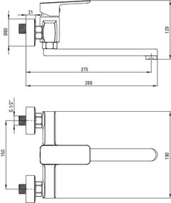 MARO Baterie de bucatarie montata pe perete BLO_N80M