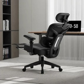 RESIGILAT- Scaun ergonomic, Sezut Translatie, cotiere 9D, tetiera 6D, suport lombar reglabil, spătar reglabil inaltime, pivotant, suport picioare, sezut buretat, Negru