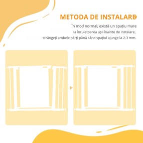 PawHut Poartă de Sigurantă pentru Uși și Scări, Poartă pentru Animale cu Închidere Automată, 76x75-103 cm, Negru | Aosom Romania