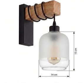 Brilagi - Aplică de perete WOOD GLASS 1xE27/60W/230V pin/negru/alb