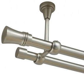 Galerie dubla capri fara inele prindere tavan 19/19 mm crom mat (Alege marime: 120 cm)
