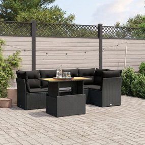 3270817 vidaXL Set mobilier de grădină cu perne, 5 piese, negru, poliratan