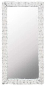 vidaXL Oglindă, alb, 50 x 100 cm, răchită