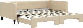 vidaXL Pat de zi cu extensie, crem, 100x200 cm, textil