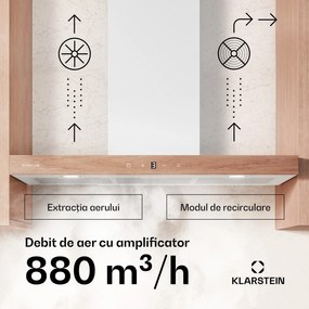 Klarstein Hota ZenFusion T, 881,6 m³/h, A++, 210 W DC, 47 dB, evacuare/recirculare.