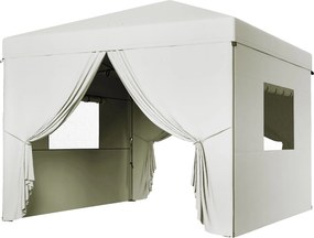 Outsunny Cort pliabil pop-up 3x3 m cu 4 draperii laterale 2 ferestre din plasă înălțime reglabilă impermeabil și anti-UV Alb | Aosom Romania