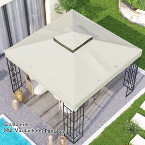 Outsunny 3 x 3 m Ersatzdach pentru pavilion, panza de inlocuire a pavilionului cu gauri de scurgere a apei, UPF30+, Protectie solara, Gri deschis | Aosom Romania