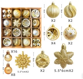 Set de decoratiuni de Craciun STARLING auriu, 40 bucati