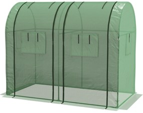 Outsunny Sera de grădină 1,8 m² dim. 1,85L x 0,9l x 1,5H m 2 Uși cu fermoar rulante 4 Ferestre rulante Oțel PE Verde | Aosom Romania