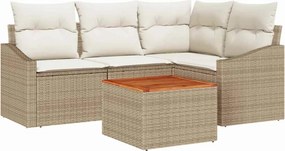 vidaXL Set de canapele pentru grădină 5 pcs Bej și crem poliratan