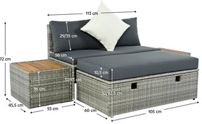 Set rattan de grădină DEBRA, gri/natural/crem