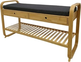 Bancheta cu raft pentru pantofi si sertare ZEN-BO 100cm bambus