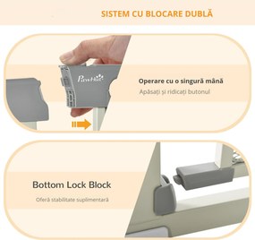 PawHut Barieră Extensibilă pentru Câini cu Închidere Automată din Oțel și ABS, 75-103x76 cm, Gri | Aosom Romania