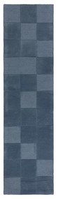 Covor tip traversă albastru închis țesut manual din lână 60x230 cm Checkerboard – Flair Rugs